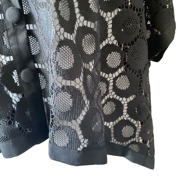 Andrea Jovine Black Lace Jacket With Linen Collar and Trim Size M - Picture 5 of 15